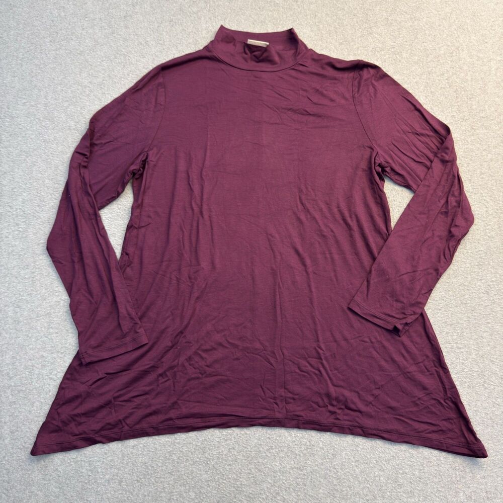 Logo Lori Goldstein Top Womens L Layers Mock Neck Asymmetric Hem Casual